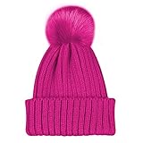 MIOIM® 子供用 キッズ ニット帽 ポンポン フリーサイズ キャンディカラー ボンボン付き 48～54cm可用 秋冬 厚手 防寒