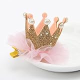 ベビー キッズ用　子供ミニ王冠クリップ　パール　カラー3色　お誕生日、100日など記念日、寝相アートに ヘアクリップ　ヘアアクセサリー　髪飾り 髪留め ゴールド (ゴールド)