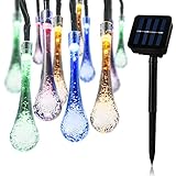 LEDGLE　ソーラー LED ストリングライト 水滴形 30球 6m 8点灯モード (四色)