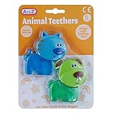 Cooling Gel Filled Baby Teethers Twin Pack Various Textures Blue Cat Green Dog by A to Z