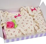 ビジュー&ビー オリジナルギフトセット ドットと小花シリーズ クリーム サイズ60、70、80(ロンパース+レッグウォーマー+ヘアバンド) BBTAM02-CR70