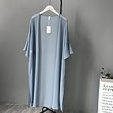 夏の女の子の女性シフォン薄いコートルーズシャツエアーカーディガン ビーチサンプルーフ服 (青)