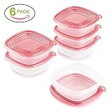 食品ストレージコンテナ、cozzine 6パックLunchボックスwith Lids、スタッカブル、再利用可能な、電子レンジ、食洗機&冷蔵庫安全 – Meal Prep、部分制御、レッド Round