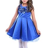 (ウォ２U)Woo2u 春夏 女の子 ガールズ スパンコール ノースリーブ Aライン お姫様 ひざ丈 カジュアル 入園式 パーティー フォーマル ワンピース 子供洋服 お呼ばれ ドレス ブルー 100