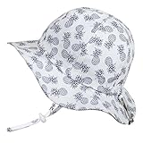 子供用 50+ UPF 日光予防帽子 Sun hat、サイズの調整可能、チン・ストラップ付き( L: 2-12年, ホワイトパイナップル )