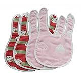 MIUSE　ベビーよだれかけ　６重厚さガーゼ　ビブ　スタイ　食事　１００％綿　出産祝い 保育園用 家用　４枚セット　 (U苺と雲４枚)