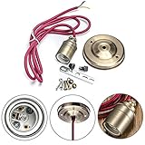 ILS - E27/E26 2M Vintage Fabric Cable Pendant Light Filament Lamp Bulb Holder Socket