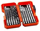Drill Bits Hex Shank, 12 Piece Power Accessory Set- 6pcs Brad Point Drill Bits - 6pcs Masonry Drill 