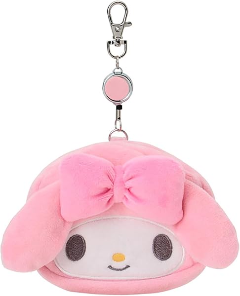 Sanrio (SANRIO) Face-shaped Pass Case & Pouch Cotton, PVC, Steel, Polyester ID Holder with Reel Small Item Storage Suitable for Ages 15 and Up - 1
