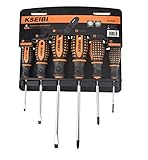 KSEIBI 153635 Slotted and Phillips Screwdriver Set with Storage Rack 6 Piece Organized Screwdriver K