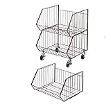 キャスター付きスタッキングバスケット　　ダークブラウン　Ｂ（３段）