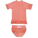 RuffleButts ラッフルバッツ　ラッシュガード水着上下セット　コーラルポルカドット (18-24m(75-80cm)) [並行輸入品]