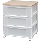 アイリスオーヤマ チェスト 木天板 3段 日本製 幅63.2cm×奥行50.7×高さ73cm ホワイト / フレンチオーク 白 プラスチック W653P