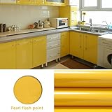 0.61M×5M(1ロール) KINLO　DIY 壁紙 はがせる キッチン 壁紙シート 台所ステッカー　おしゃれ ウォールステッカー 防水　耐熱　防油汚れ カラー：イエロー