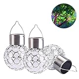 Cheng-store 屋外ソーラーライトガラス吊りライトクリスタルボールカバークリスタルライトカラフルなLED色の変更ライト屋外ガーデンガーデン装飾ライトアンビエント照明