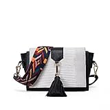 URIJK ポシェット ショルダーバッグ タッセル付き PUレザー 斜めがけ 肩掛けバッグ おしゃれ 小物入れ チェーン トート バッグ (ホワイト)