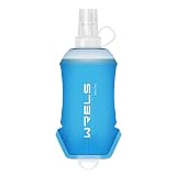 ソフトフラスク ランニング ボトル 500ml/350ml/200ml ハイドレーション ボトル 水筒 折り畳み 給水ボトル マラソン トレイルラン 登山 ジョギング 防塵キャップ付き(青、200ml)