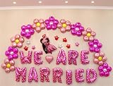 ピンク ウェディング 飾り付け 可愛い 結婚式 二次会 we are married バルーン 風船 新婚夫婦 花 スター シルバー バラ 23枚セット (sweet)