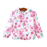 PAPA KIDS ベビー服 キッズコート キッズ 子供 女の子 花柄 ラッシュガード パーカー 上着 アウター 防寒着 長袖 UVカット 日焼け防止 (120cm)