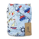 iZiv新生児1厚いおむつ付きオーガニック幼児防水/調整/再利用可能/洗えるポケット布おむつのフィット赤ちゃん0.5-3歳（海の帆）