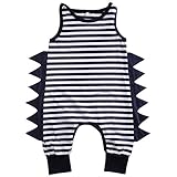 MUSTY 　ベビー　男の子　女の子　 ロンパース　ノースリーブ　カバーオール　ストライプ　無地　翼デザイン　カジュアル　3色選べる　0～24ヶ月設定 (70, ストライプ)