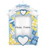 Baby's First Christmas Picture Frame Blue Ornament by Bronners.com [並行輸入品]