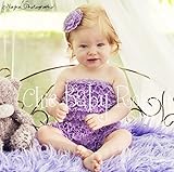 カラフルベビーロンパースラベンダー【6-24months(60-95)】☆じわじわ人気のラベンダーカラーネックレスやヘッドドレスとの合わせ技のセンスが光るロンパース★ベビーのハーフバースデー・誕生日ス