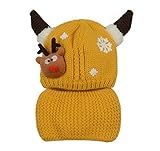 ベビーニット冬暖かい帽子＆ネッカチーフセット6-28ヶ[スノーフレーク、イエロー]
