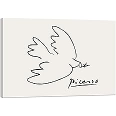 Amazon Co Jp 絵画 ピカソ 平和の鳩 壁掛け インテリア 絵 ピカソ 線画 キャンバス ポスター ピカソ アートパネル写真 鳩 絵画 飾り絵 玄関 絵 木枠付きの完成品 40x60cm ホーム キッチン