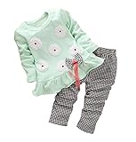 子供服トップスとパンツの２点セット 女児用 リボン付き（FBA） US サイズ: S カラー: ブルー