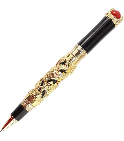 Jinhao Dragon Totem Tintenroller – Goldfarben, Mit Stifttasche, 145 G Schwerer Premium-Rollerball