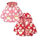 ベビー服 女の子 ジップ ジャケット UZULAND 中綿 撥水加工 ドット柄 ボア リボン 女児 ベビー (1.ピンク/90cm)