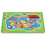 子供おもちゃ　さかなつり　木製　魚釣りゲーム　フィッシングゲーム 釣り遊び マグネット　木のおもちゃ パズル　知育玩具 親子 (＃1)
