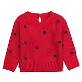 幼児の女の子の男の子の子供の赤ちゃんミニかかわいい幸運な太陽 セーターニットプルオーバーウォームコートアウターウェア服 冬 (80, 赤)