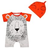 ベビー男の子キュート動物ロンパース半袖ジャンプスーツボディスーツ服装with Hat