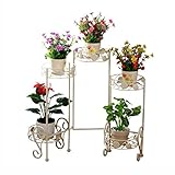TIDLT フラワースタンド 鉄の芸術 屋内 リビングルーム バルコニー 多層 フロアスタンドフラワースタンド 73 * 69.5CM 白 (色 : 白)