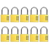 [MENGS] 10個 MG604 4桁リセッタコンビネーションロックパスワードのプラス南京錠フル黄銅, バッグやドア用