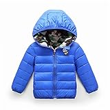 InitialG【イニシャルジー】キッズ ダウンコート ダウンジャケット トップス 無地 フード付き リバーシブル 2way 男女兼用 021-xzh-8808(120 ブルー )