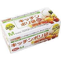 ハウスホールドジャパン キッチン ポリ袋 半透明 約35&times;19cm マチ付き 箱入り エンボス加工で滑りにくく、取り出しやすい KB18 300枚入