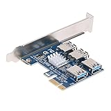 XT-XINTE PCI-e PCI-Express x16 1ポートから4ポートへの変換 スロット ライザーカード PCI-e x1～外付けPCI-e USB 3.0 4ポート接続 アダプター マルチプライヤーカード ビットコインマイナー用