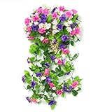 ノーブランド　造花　壁掛け　壁飾り　ハンギングバスケット　蕾　花　バド　観葉植物　人工観葉植物　雑貨　アーチ　飾りつけ　飾り　装飾　インテリア　フラワー　カゴ入り　パープル　Generic Hangi