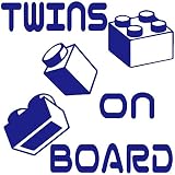 TREZ TWINS ON BOARD 双子 ツインズ BLOCK ステッカー 男の子 女の子 兄妹 姉弟 BOY GIRL ブロック 知育玩具 積み木 【BABY IN CAR】 (ブルー)