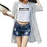 (マーシェル) Marshel マタニティ ロング カーディガン 軽やか素材 シフォン 産前 産後 長く使える 体型カバー おしゃれ 妊婦服 ホワイト (ストライプ) フリーサイズ