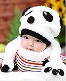 【On Dolce】選べる4色 かわいい パンダ ニット帽 & マフラー ニット帽子 ベビー キッズ 赤ちゃん 子 子供 用 BN007 (ホワイト)