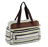 【Grandir】 マザーズバッグ トートバッグ マルチボーダー 2way 軽量 全3色 (グリーン)