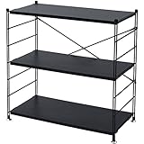 山善(YAMAZEN) ウッドシェルフ 3段 ブラック 幅85.5×奥行41.5×高さ85cm MWS-80843(BK/SBK)