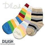 (ディラッシュ) DILASHクルーソックス（ボーダー）/秋 M(16～18cm) ブラック