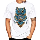 Tシャツ BOBOGOJP メンズ 服 おしゃれ 半袖 丸首 おもしろい フクロウ柄 サボテン柄 カジュアル 男の子 白tシャツ おおきいサイズ 薄手 トップス 春夏秋着 男性 プレゼント 誕生日用 