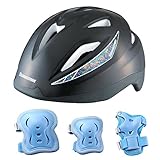 [ ブリヂストン ] 【 子供用セーフティヘルメット Boy's＆Girl's / ブラック 】と【 プロテクター/ ライトブルー 】