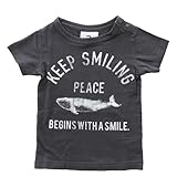 jeans-b. 2nd ジーンズベーセカンド peace Tシャツ (チャコールグレー) 160cm